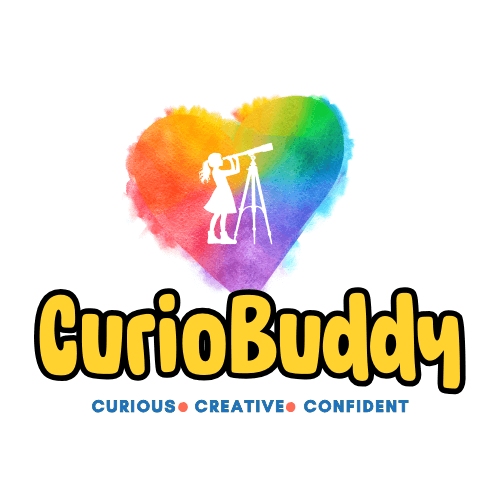 CurioBuddy Logo large - CurioBuddy Logo of website Curiobuddy for curious, creative and confident kids that embark on a journey of reading, learning and exploration.