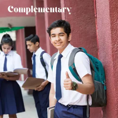 Complementary-to-school-learning - CurioBuddy Boy in school with friends having discussion in background about Curiobuddy's children magazines that foster curiosity and creativity